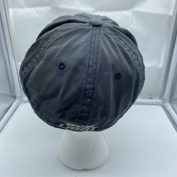 Bud Light Logo Tattered Worn Faded Gray Cap Hat Flex-Fit Stretch OSFM - Picture 5 of 11